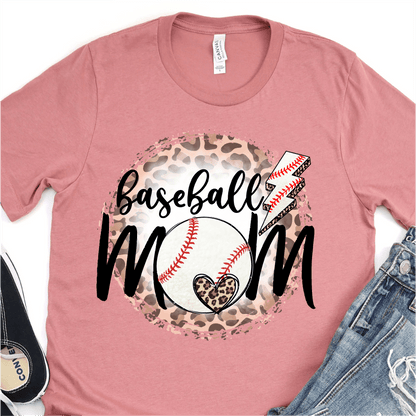 Retro Leopard Baseball Mom - Lightning Bolt - Heart - Baseball DTF Transfer - Nashville Design House