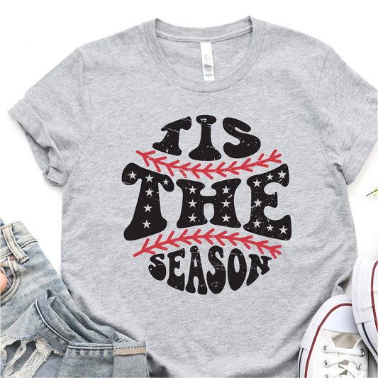 Tis The Season - Black and Red -  Baseball Graphic Tshirt