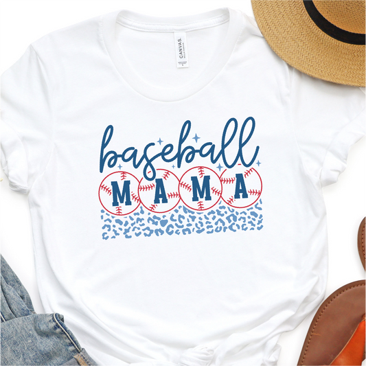 Blue Leopard - Baseball Mama  -  Baseball Graphic Tshirt