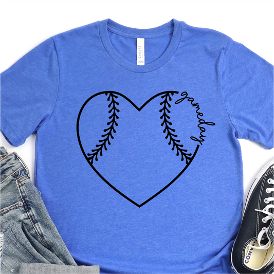 Classic Baseball Heart - Game Day -  Baseball Graphic Tshirt