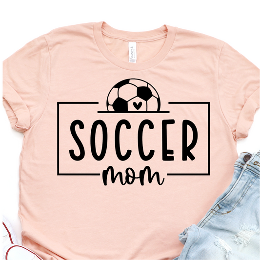 Soccer Ball and Heart - Soccer Mom - Black Print - Soccer T-shirt Tshirt